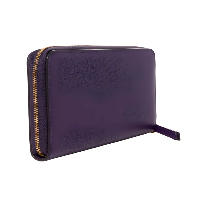 Mulberry Grained Cow Leather Wallet Women's Purple-2