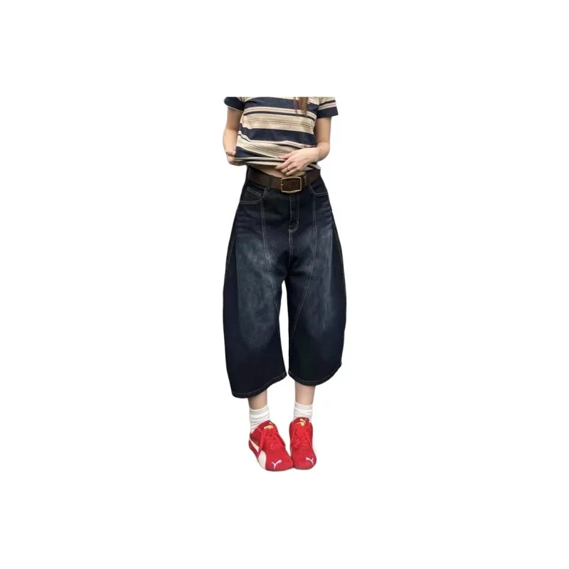 DUATOGE Denim Shorts Men's Vintage Blue -0