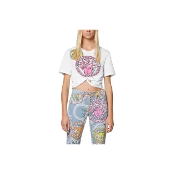 VERSACE Medusa Amplified Motif Cropped T Shirt 'Optical White'