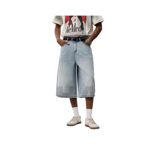 AHAH Denim Shorts Loose Fit Men's Light Blue