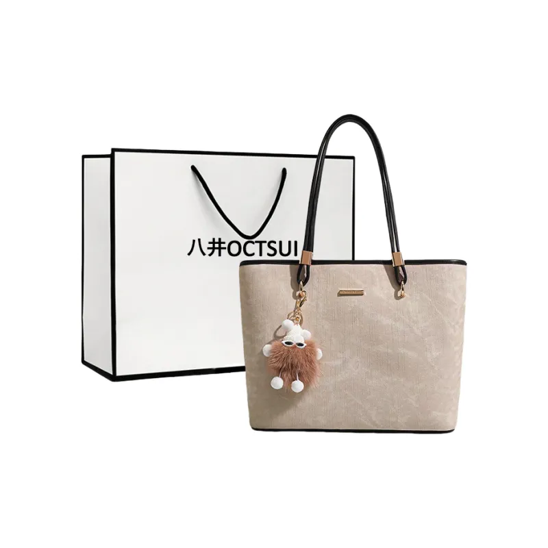 OCTSUI PU Tote Bag, Shopping Bag, Shoulder Bag Women's Light Green/Ecru-3