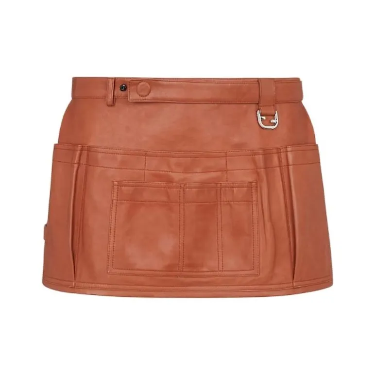 FENDI Tan Leather Skirt Men's Tan-0