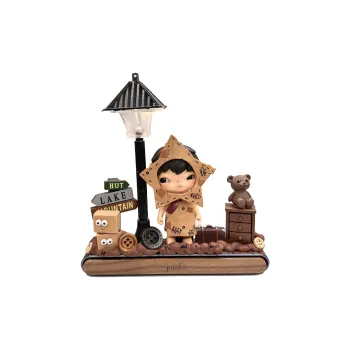 [Set Scenery & Resculpt] POP MART Hirono Shelter Collection Car Parking Sign, Daredevil Game, Brown Hang Tag Box 15cm