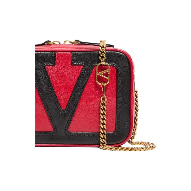 Valentino Sheepskin Fanny Pack, Shoulder Bag Trumpets Women's Red & Black-5