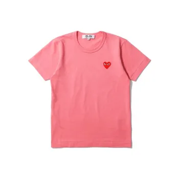 Comme Des Garcons Play Women's Pastelle Red Emblem T shirt Pink