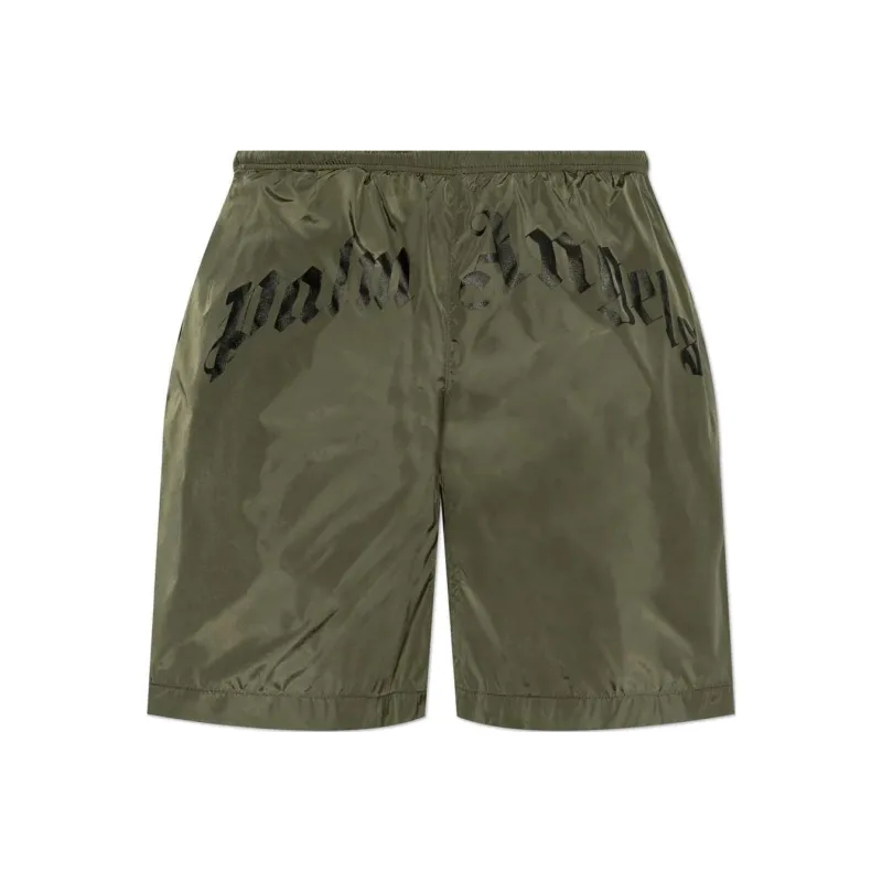 PALM ANGELS Curved logo Swim Shorts-0