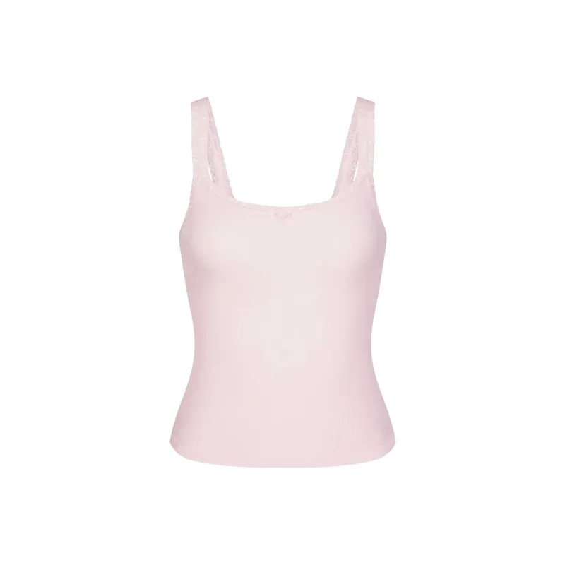 SKIMS SOFT LOUNGE LACE TANK Tank Tops Women's CHERRY BLOSSOM/Cherry Blossom-0