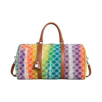 CELINE Textile With Calfskin Trim Travel Bag Men's Purple & Multicolor
