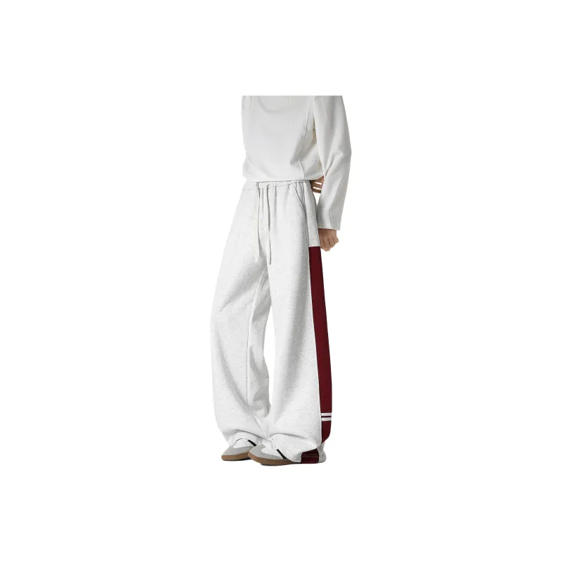 YOUSHIQI Casual Pants Unisex White Heather Gray-0