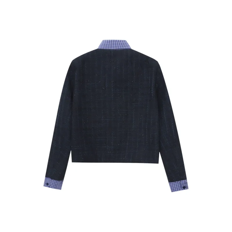 CHARM PICK Cropped Coat Women's Navy Blue-1