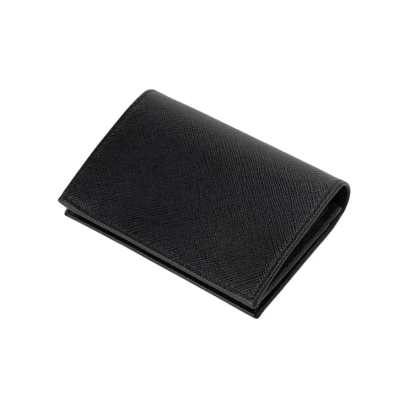 PRADA Leather Card Holder Card Holder Regular Men's Black-1