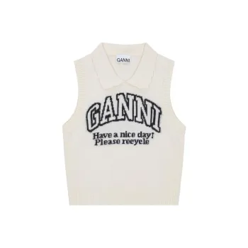 GANNI Logo Intarsia Knit Vest