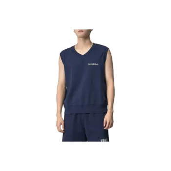 SPORTY & RICH Serif Logo Knit Vest 'Navy/White'