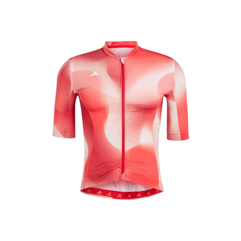Adidas Tempo 3-Stripes Nature Art Cycling Jersey Cycling Clothing Men's Scarlet-0