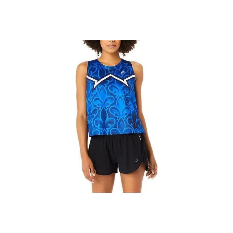 Asics NATIONS RUN TANK Tank Tops Women's Blue-0