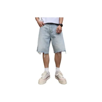 SONGS ALONG Denim Shorts Unisex Light Blue