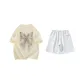 Set (Apricot Short-Sleeved+Heather Gray Shorts)