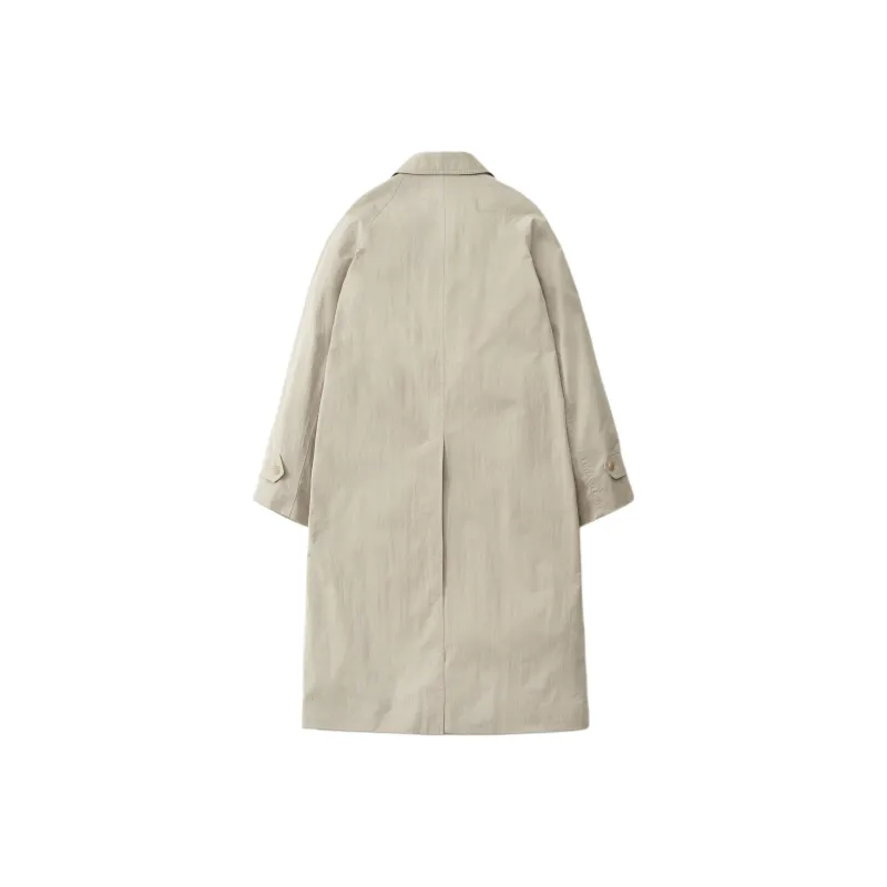 NOTHING WRITTEN Classic Oversized Balmacaan Trench Coat Women's Beige/Beige-1