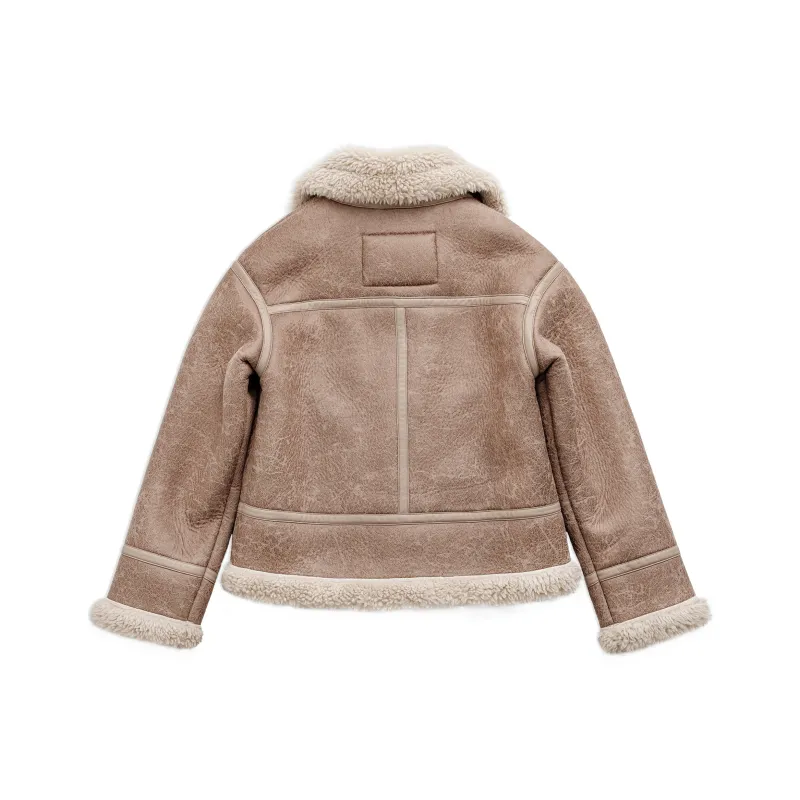 MADEN Velvet feel Coat Women's Apricot Gray-1
