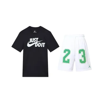 Nike Casual Sportswear Men Black+White 2-Piece Set