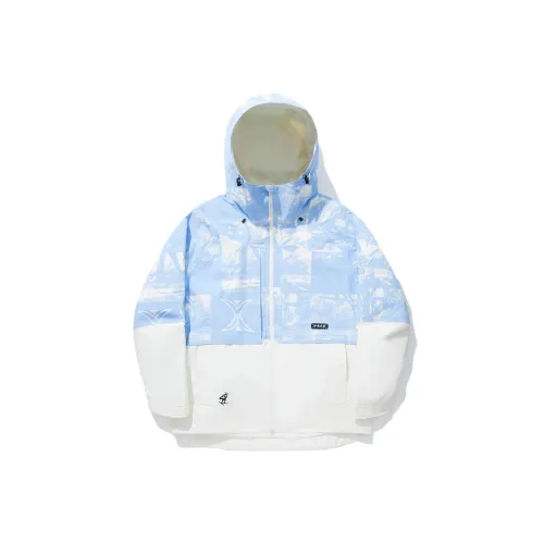 LiNing Ski Tops Unisex New Aurora Blue All Over Print Ecru