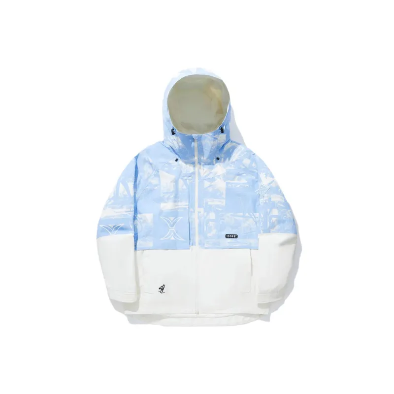 LiNing Ski Tops Unisex New Aurora Blue All Over Print Ecru-0