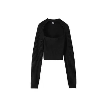 LOEWE Cut Out Cropped Sweater 'Black'