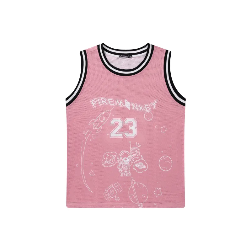 FireMonkey Basketball Jerseys Unisex Pink-5