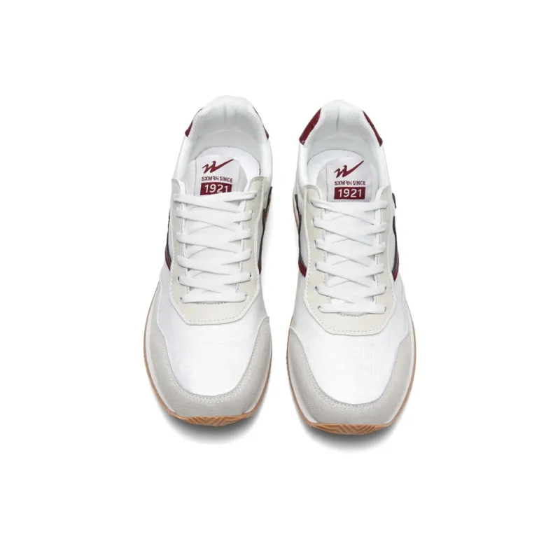 Binary Wear resistant, Lightweight, Breathable, And Non slip. Low Top Casual Shoes Men's Ivory/Dark Red-2