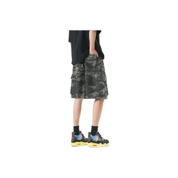 RENBEN Denim Shorts Unisex Camouflage Gray