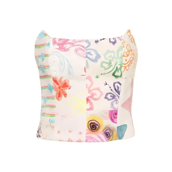 COLLINA STRADA Graphic-print Strapless Top