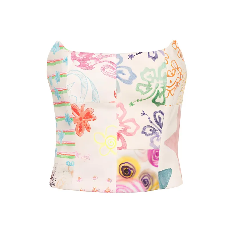 COLLINA STRADA Graphic-print Strapless Top-0