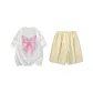 Set (White Short-Sleeved Shirt+Light Khaki Shorts)
