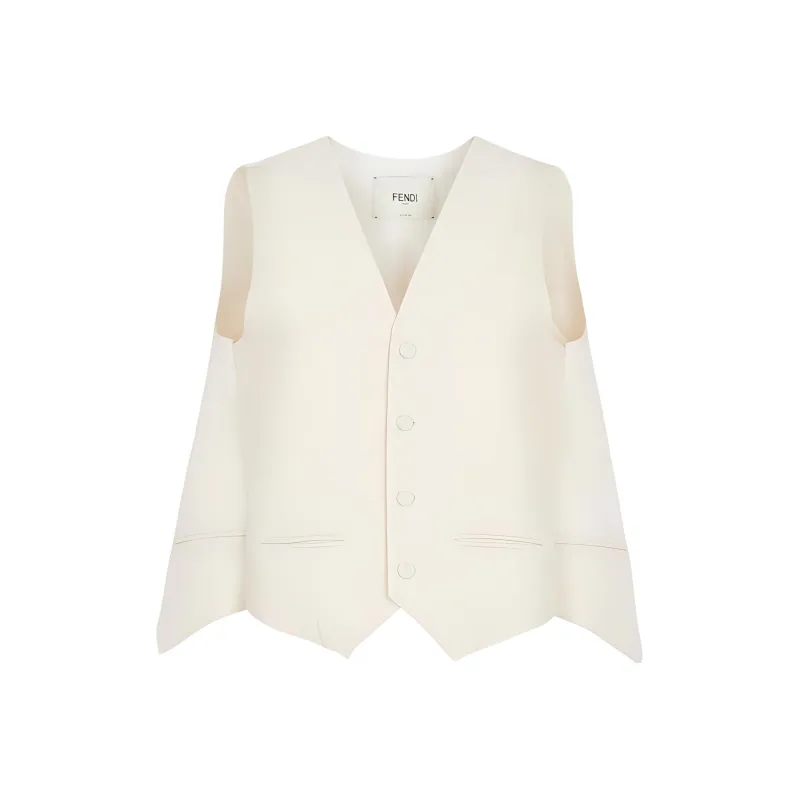 FENDI V Neck Cut Out Detailed Cape-0