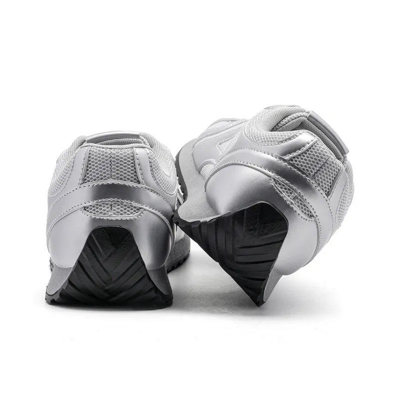 DEERWAY Height Increasing Abrasion Resistant Lightweight Low Top Casual Shoes Women's Silver Gray-4