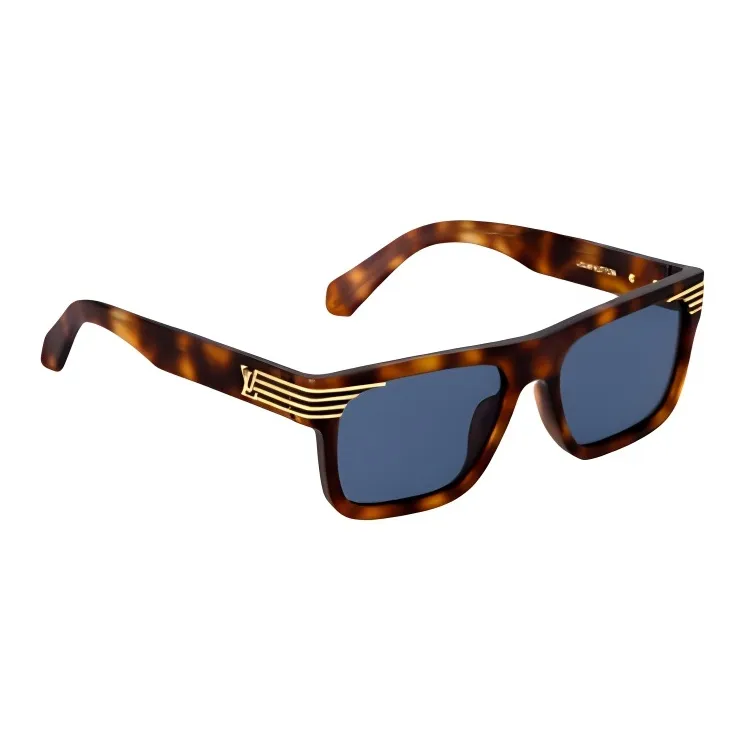 LOUIS VUITTON Metal Acetate Square Sunglasses Men's Tortoiseshell-1