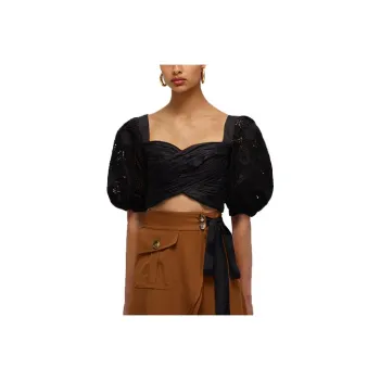 Self-portrait Crop Tops Women's Black