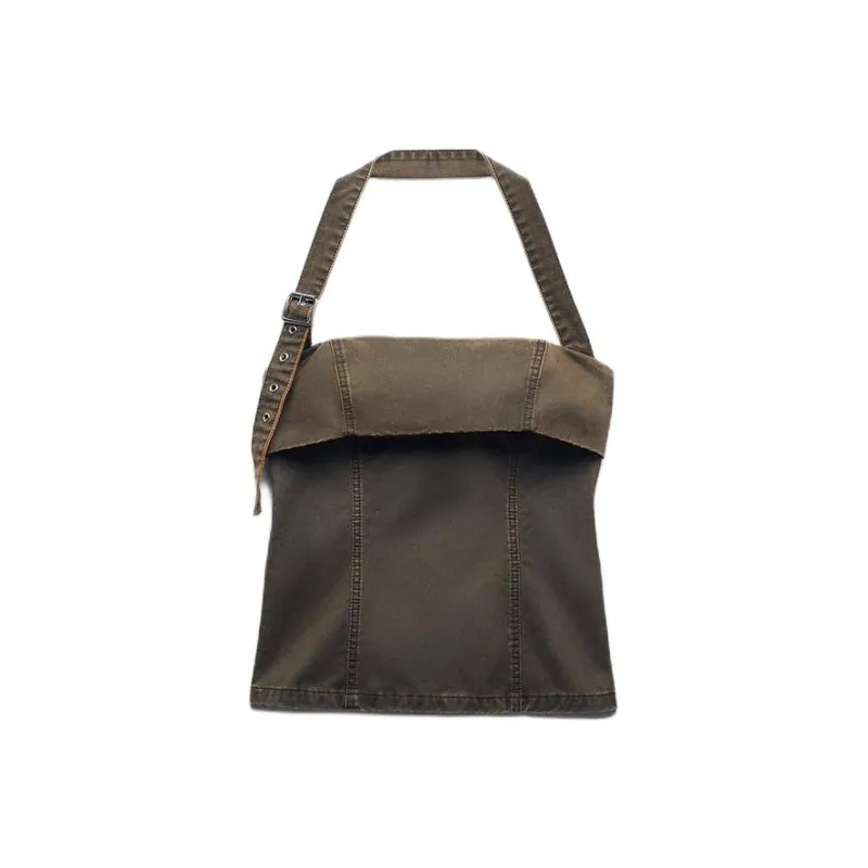ZARA Tank Tops Women's Brown-0
