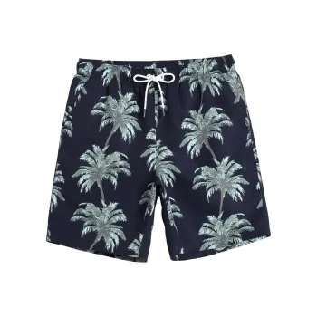 GAILANG Beach Shorts Men's Blue Base Coconut Tree