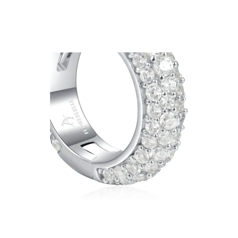 APORRO 925 Sterling Silver Earrings Unisex White Gold Plated/Black Gold White Diamond/Black Diamond-8