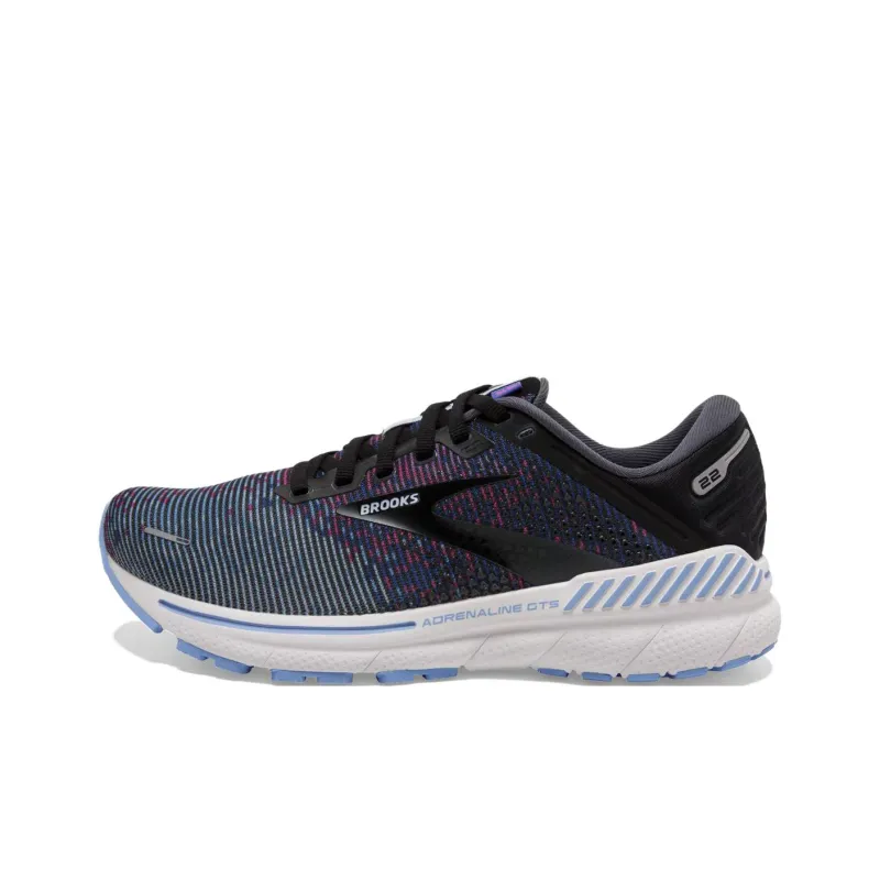 Brooks Adrenaline GTS 22 Anti Slip Wear Resistant Low Top Sprint Running Shoes Unisex Black Purple Blue-0