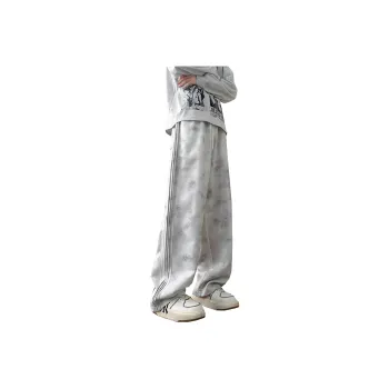 JCUI Casual Pants Unisex Gray White