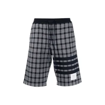 THOM BROWNE 4 Bar Striped Checked Shorts