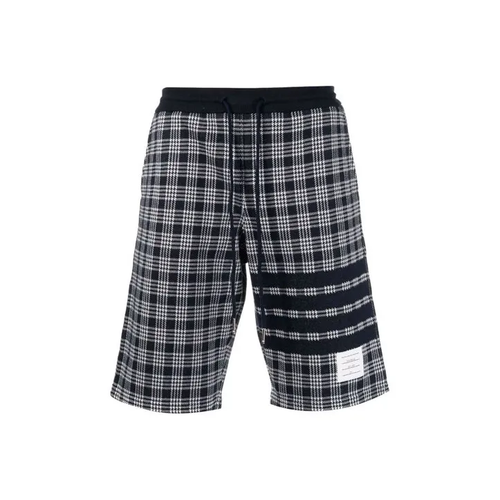 THOM BROWNE 4 Bar Striped Checked Shorts-0