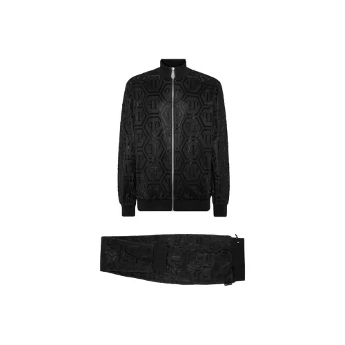 PHILIPP PLEIN Monogram pattern Zip up Tracksuit Set