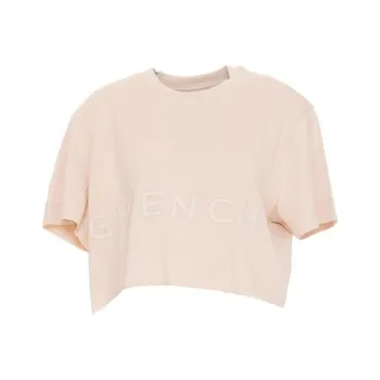 Givenchy Embroidered Slim Fit Cropped T Shirt 'Light Beige'
