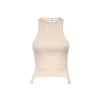 COURREGES Logo embroidered Ribbed Tank Top