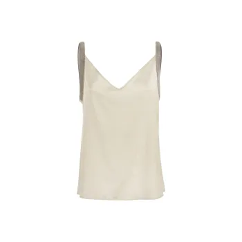 Fabiana Filippi Metallic Trim V Neck Satin Camisole