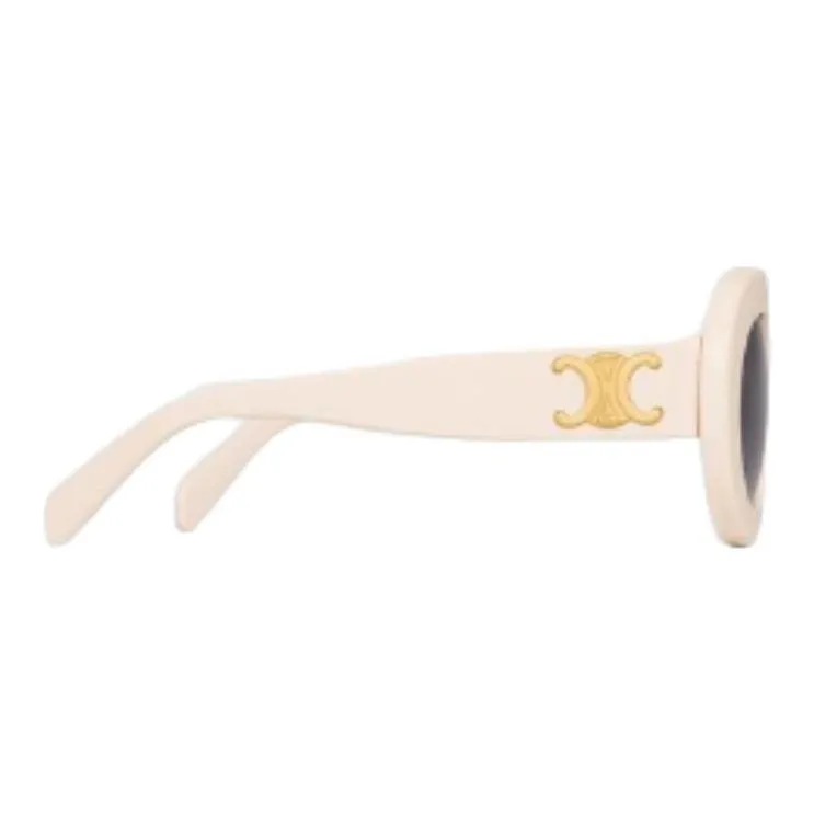 CELINE Acetate Irregular Shape Sunglasses Men's White-2