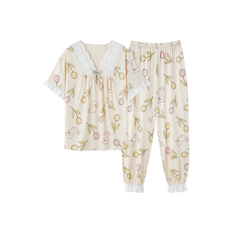 FENTENGCARE Pajama Set Women's White-0